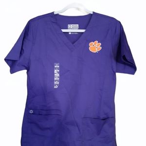 Ladies Wonder Work Clemson Scrub Top size S